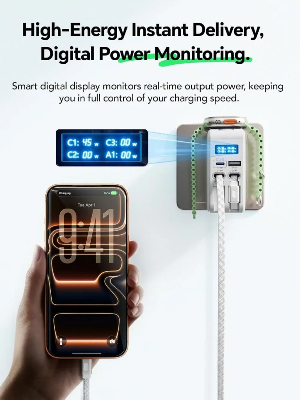 67W 5-in-1 Retractable USB-C Wall Charger for iPhone, iPad, Apple Watch & More